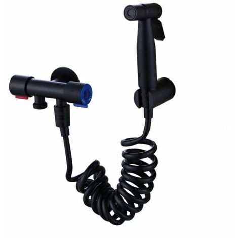 Pistolet de toilette en acier inoxydable ensemble de pistolet de salle de bain buse haute pression sans poinçon noir en acier inoxydable 304 toilette femme laveuse ensemble de pistolet de pulvérisatio