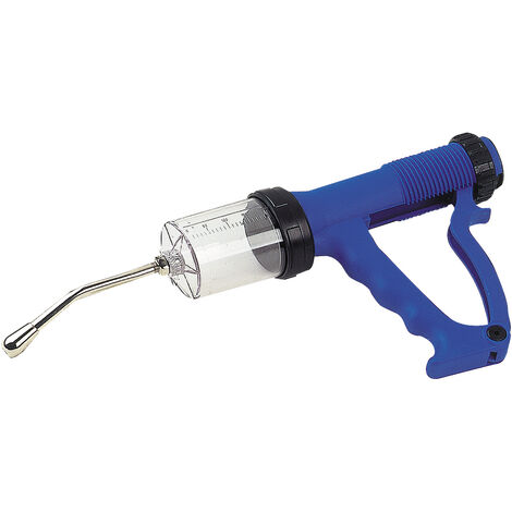Pistolet doseur 70 ml – Corps ABS robuste – Cuve en copolyester transparente – Réglage des doses par vis – Poignée ergonomique – Demaplast