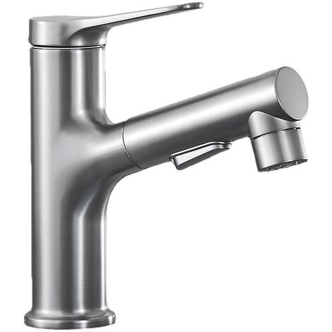 Pistolet gris lavabo extractible robinet d'eau chaude et froide au-dessus du comptoir lavabo salle de bains lavabo lavabo lavabo