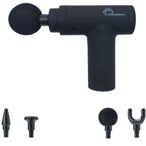 Pistolet massant - LITTLE BALANCE - Sport Relax - 6 vitesses - 4 tetes - Noir