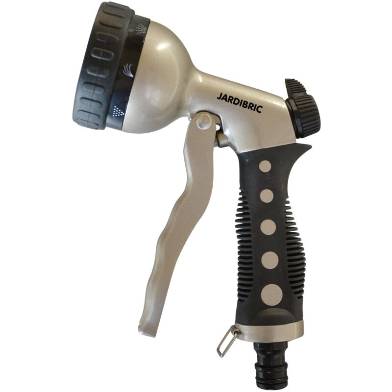 Pistolet métal Jardibric gainé – 7 jets – Résistant et efficace – Arrosage intensif – Gamme professionnelle