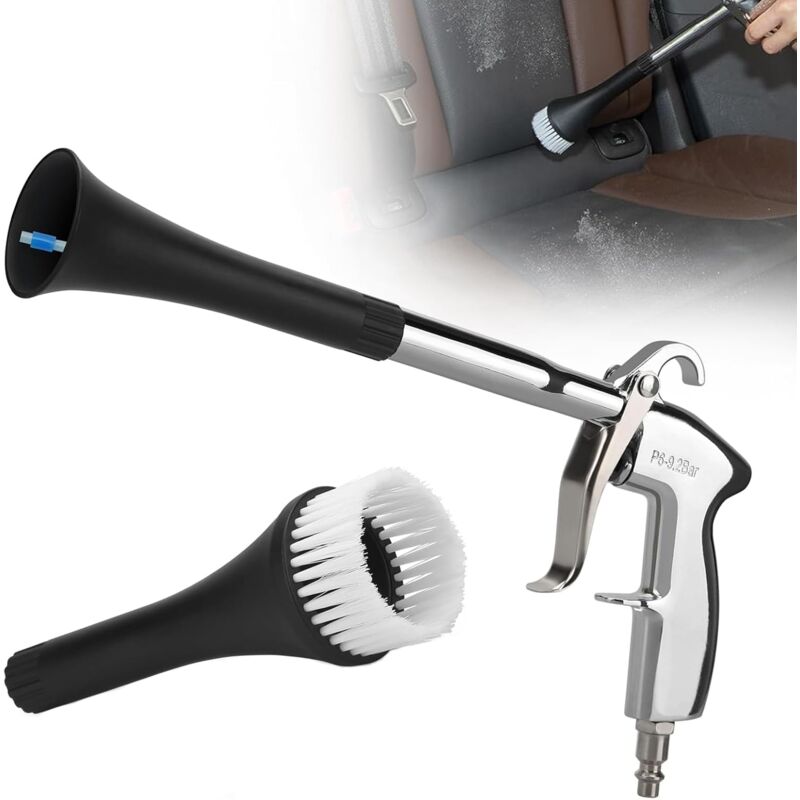 Pistolet Nettoyage Voiture, Pistolet de Nettoyage, Pistolet de Soufflage à Sec, Avec Brosse de Buse, Convient à Intérieur de Voiture Entretien