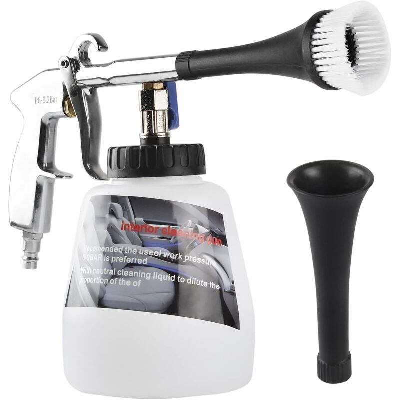 Alovez - Pistolet Nettoyage Voiture, Pistolet de Nettoyage Pour Intérieur, Automatique Air Comprimé Pulvérisateur Avec Brosse de Buse, Convient à