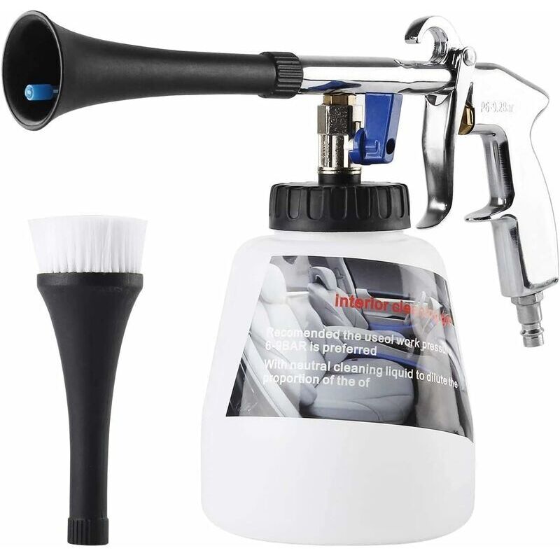 Ahlsen - Pistolet Nettoyage Voiture,Pistolet De Nettoyage à Air Comprimé Intérieur Automatique Air Comprimé 1L Pulvérisateur Avec Brosse De