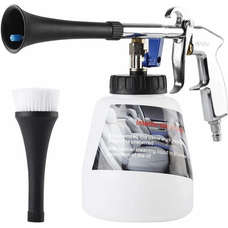Pistolet Nettoyage Voiture,Pistolet De Nettoyage À Air Comprimé Intérieur Automatique Air Comprimé 1L Pulvérisateur Avec Brosse De Buse,Convient À
