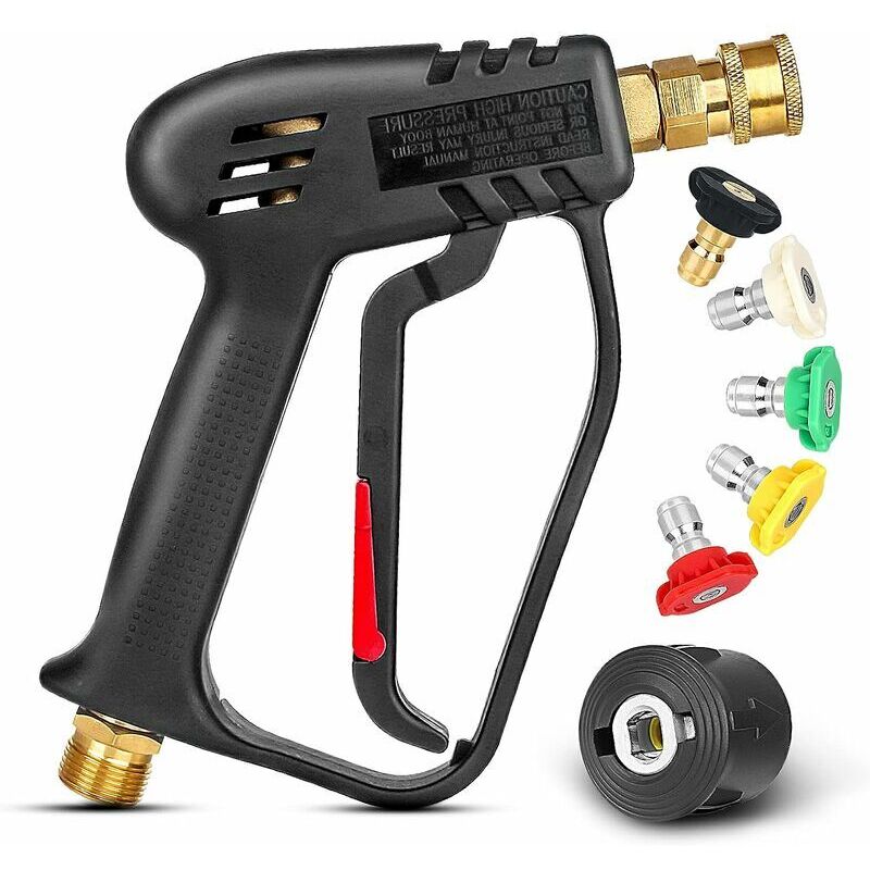 Linghhang - Pistolet nettoyeur haute pression 4000 psi avec 5 buses de pulvérisation interchangeables, pistolet de lavage à jet avec connexion rapide