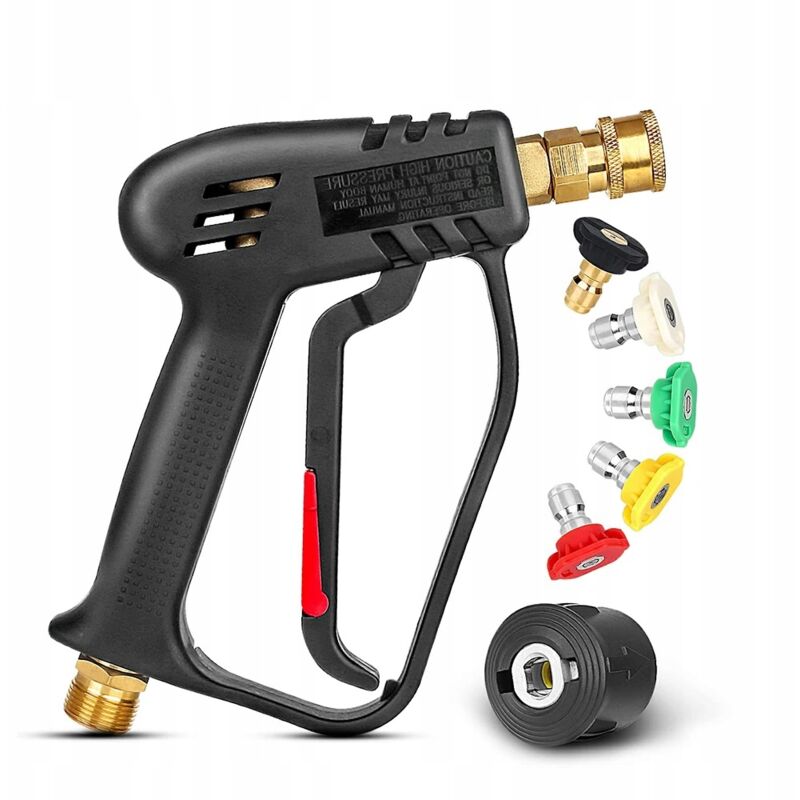 Pistola per idropulitrice 5000PSI con filettatura di collegamento da 22 mm e connettore rapido da 1/4' per Kärcher Click + set di 5 ugelli