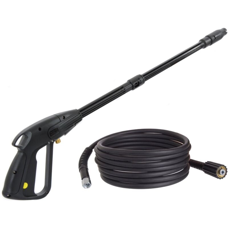 Pistolet Nettoyeur Haute Pression en M22x1,5 Broche 15 mm avec Tuyau Accessoires - Buse Réglable - Longeur du Tuyau 5 m
