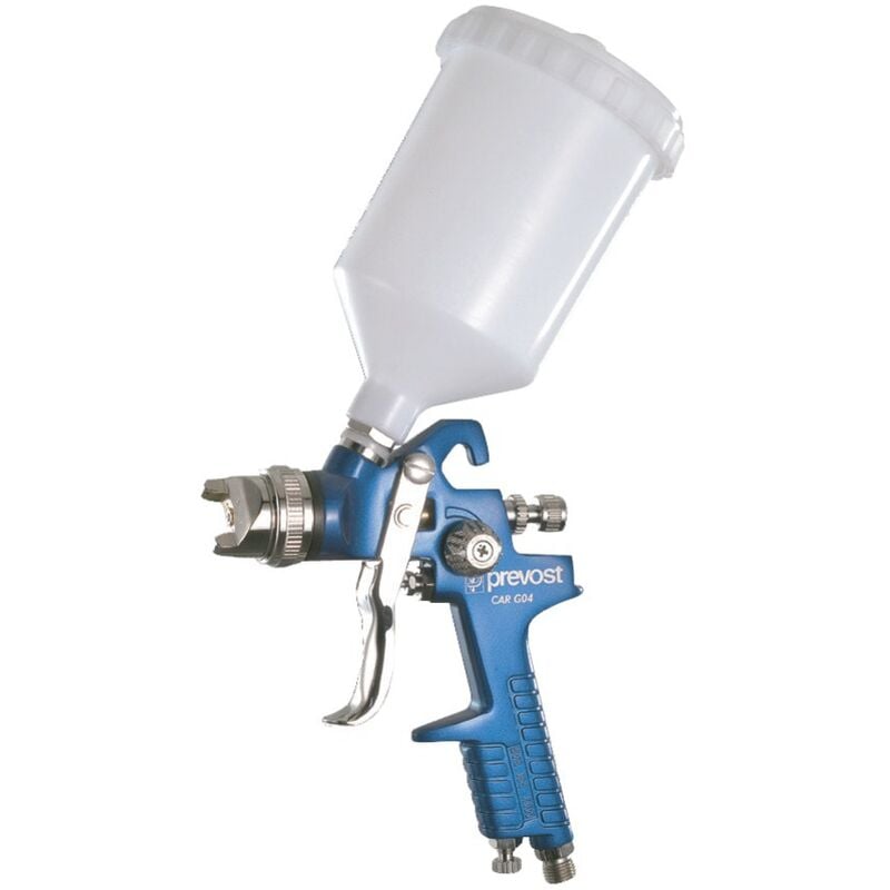 Pistolet de peinture par gravité alu anodisé bleu pneumatique 0,6l Prevost car go 41