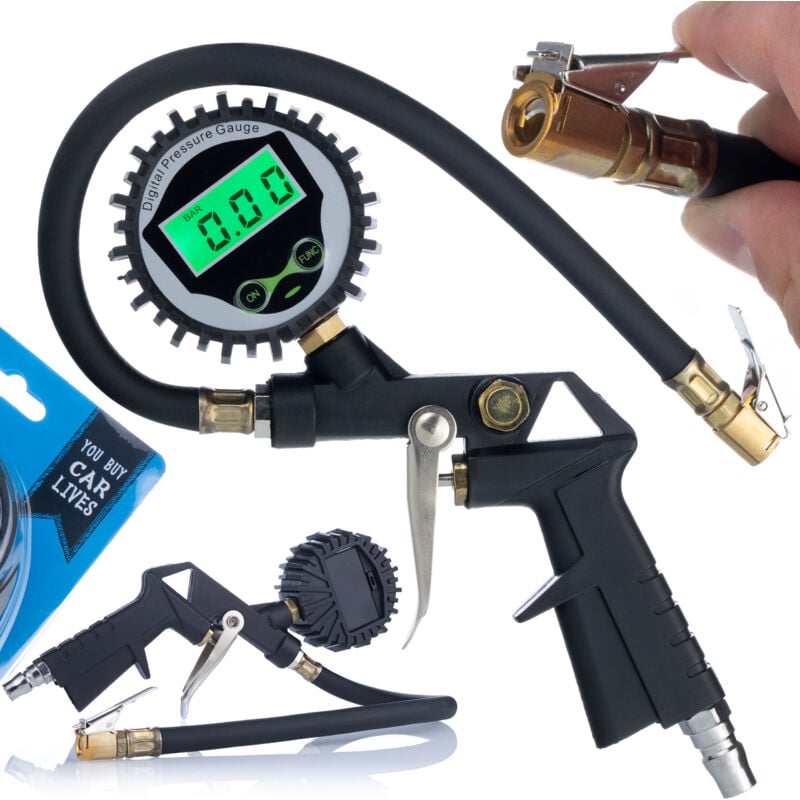 Pistola pneumatica professionale con manometro elettronico LCD 0-255Psi