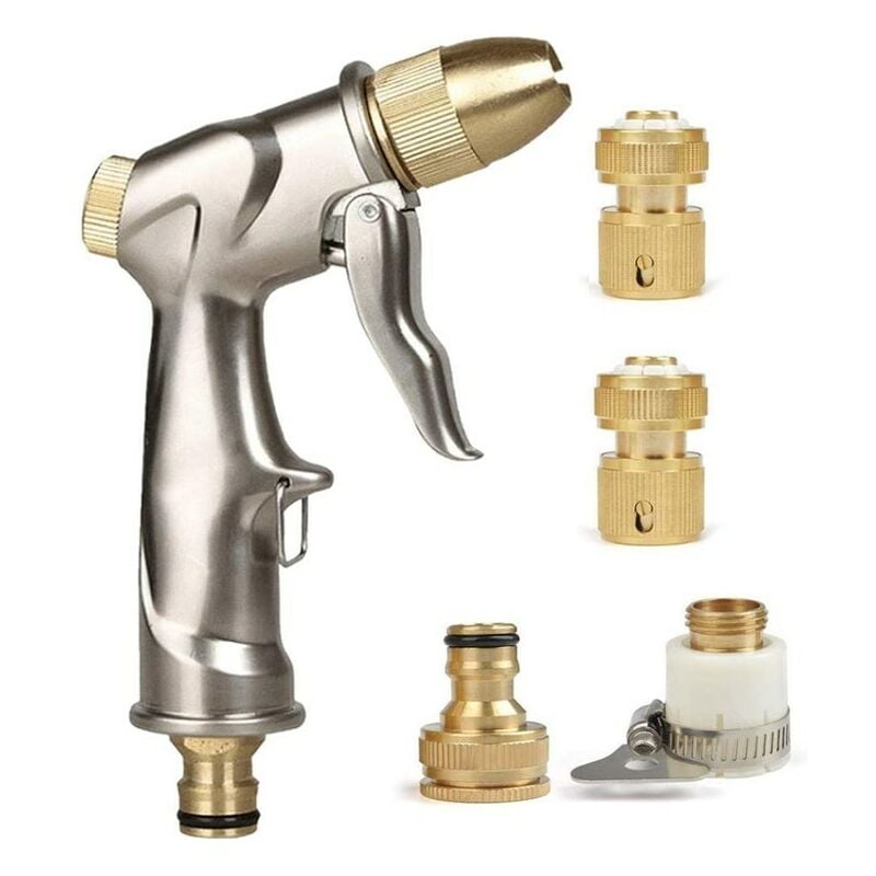 Pistolet pulvérisateur pour tuyau d'arrosage avec buse en laiton, pulvérisateur d'arrosage manuel en métal en alliage de zinc haute pression pour