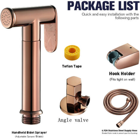 Pistolet rond avec valve d'angle or rose nettoyage des toilettes femme robinet de lavage HI09056A 03