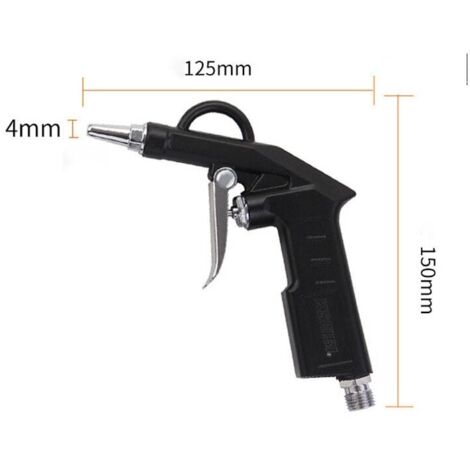 Pistolet soufflette 1/4 pour compresseur d'air comprimé max 6 bar - Ø de buse 4 mm - buse courte 25 mm - outil pneumatique nettoyage - couleur noir-LIAIKI