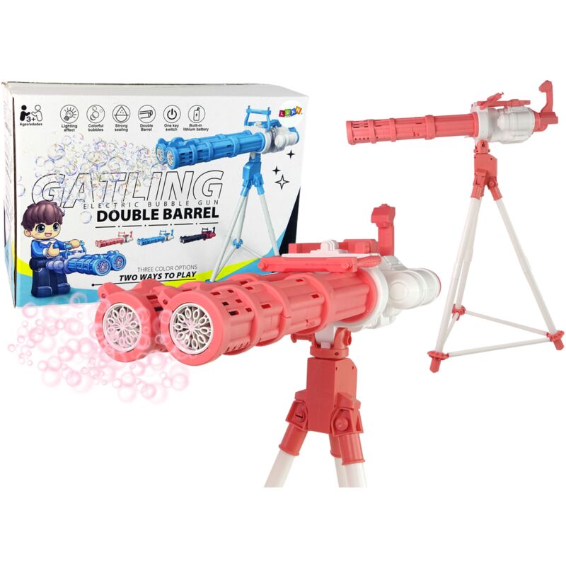 Pistolet sur un support à bulles de savon rose