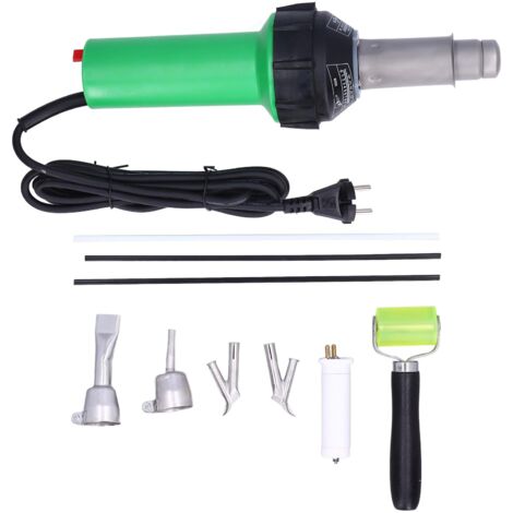 Pistolet thermique 1600W pour soudure électronique, désoxydation et retrait de composants, avec buses interchangeables et prise européenne.
