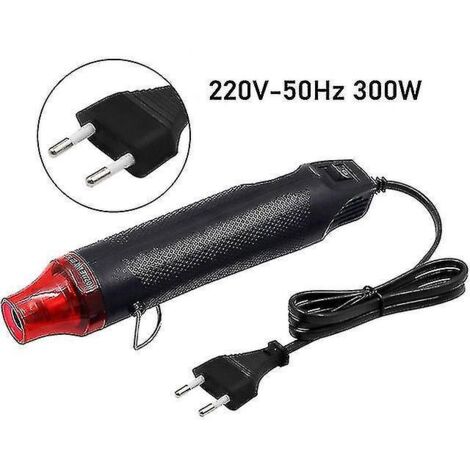 Pistolet thermique électrique 220 V pour bricolage, 300 W, avec support pour le rétracteur plastique et le gaufrage (noir).
