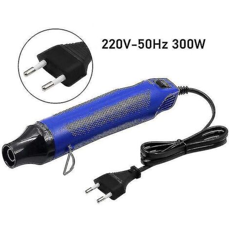 Pistolet thermique électrique 220 V pour bricolage, 300 W, avec support pour plastique rétractable et gaufrage (bleu).