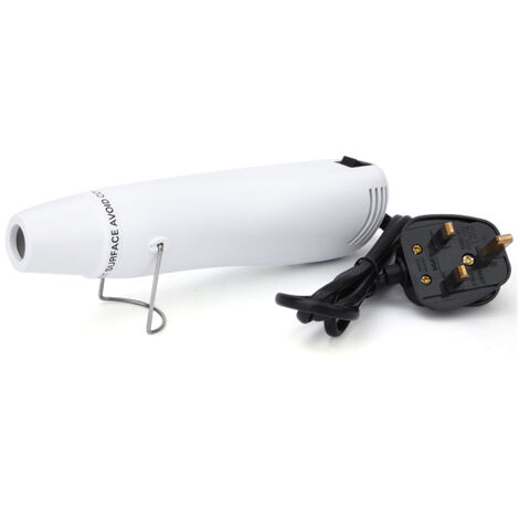 Pistolet thermique électrique 230V pour travaux manuels et soudage, avec embout céramique et prise UK, blanc