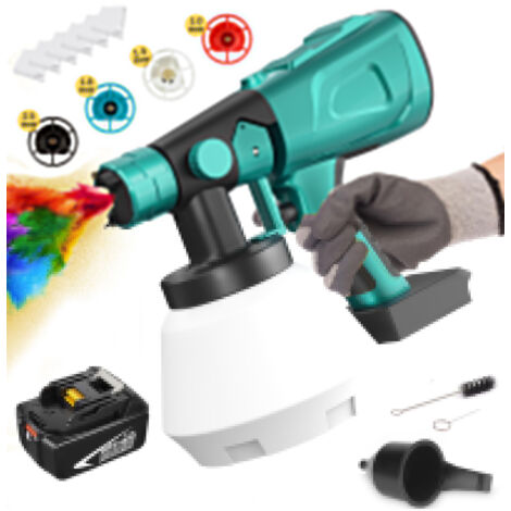 Pistolets à peinture, 1L Paindre de peinture électrique à main électrique pistolet de peinture peintre mural peintre avec 4 filtre, batterie 1x5,5a (pas de chargeur),compatible avec la batterie makita