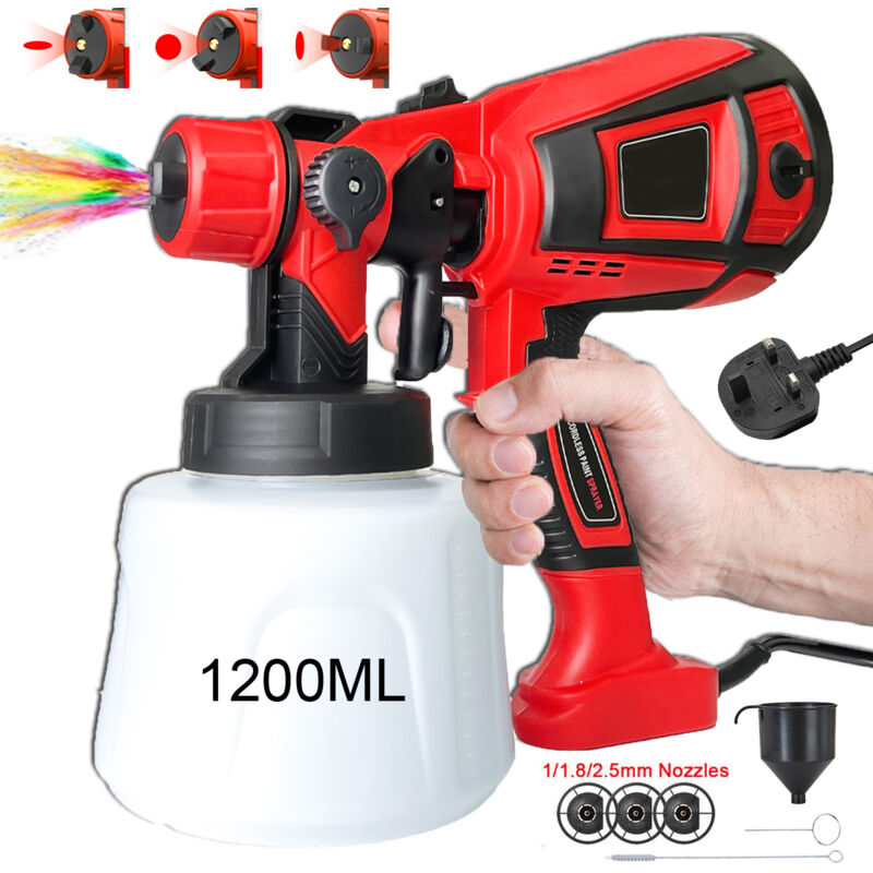Teetok - Pistolets à peinture, pulvérisateur de peinture électrique 1200 ml, outil de peinture murale de clôture Airless hvlp, 3 buses et 3 motifs