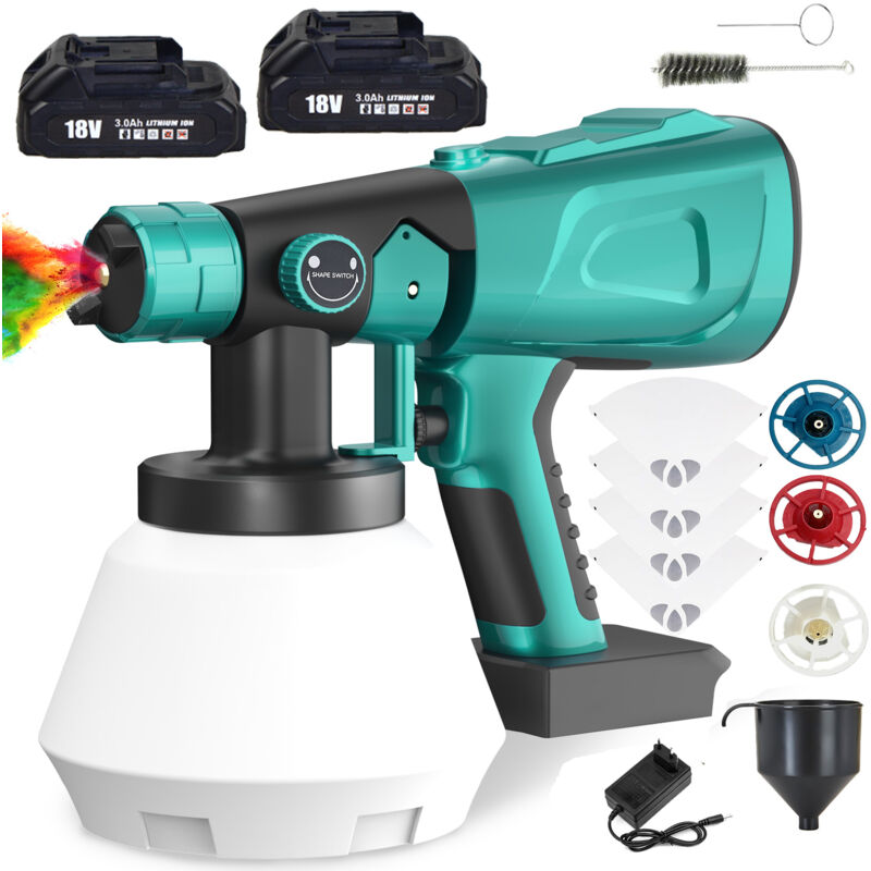 Pedony - Pistolets de peinture, 1000ml de peinture de peinture hvlp pistolet à pulvérisation de peinture avec filtres à peinture 4, 4 buses, batterie