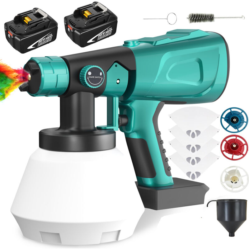 Pedony - Pistolets de peinture, 1000ml de peinture de peinture hvlp pistolet à pulvérisation de peinture avec filtres à peinture 4, 4 buses, batterie