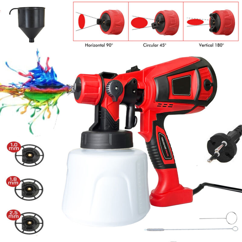 Teetok - Pulvérisateur de peinture, pistolet pulvérisateur hvlp 1200 ml avec joints de nettoyage et de soufflage, 3 buses, 3 motifs, facile à