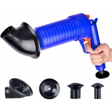 Piston de toilette, blaster de vidange d'air, nettoyeur de pompe à pression, pompe de nettoyage manuelle puissante à haute pression pour toilettes de bain (bleu)