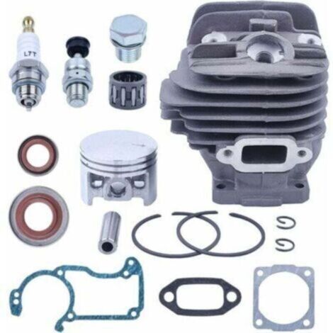 Piston et Cylindre pour Stihl 026 MS260 Series, XU, Nikasil 44,7mm Piston + Cylindre + Joints + Valve de Décompression + Bougie Accessoire Tronçonneuse Kit de Pièces 16 en 1 -