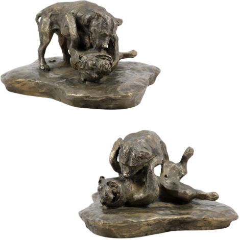 Pitbull Fight - statuette de chien, figurine sur marbre blanc, trophée pour une exposition canine par Art-Dog