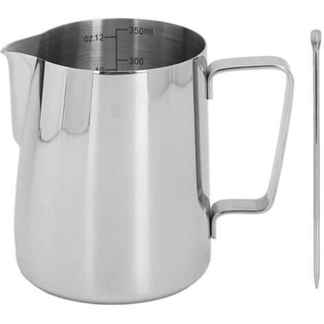 Pitcher à lait inoxydable 304, 350 ml, avec stylo latte art et échelle intérieure pour mousseur à lait et crème à café