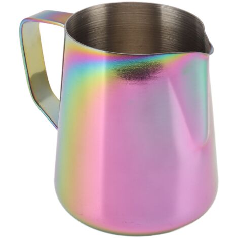 Pitcher à lait inoxydable 350ML pour mousse à café, sept couleurs, idéal pour tea shop et café.