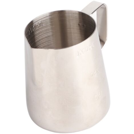 Pitcher à lait inoxydable pour mousse à café, double échelle, 350 ml, idéal pour latte art et mousse épaisse
