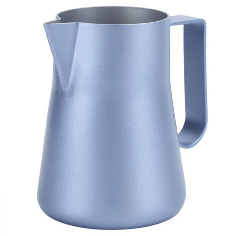 Pitcher à lait inoxydable pour mousse à lait, idéal pour latte art à la maison, tasse à café bleue 350ml