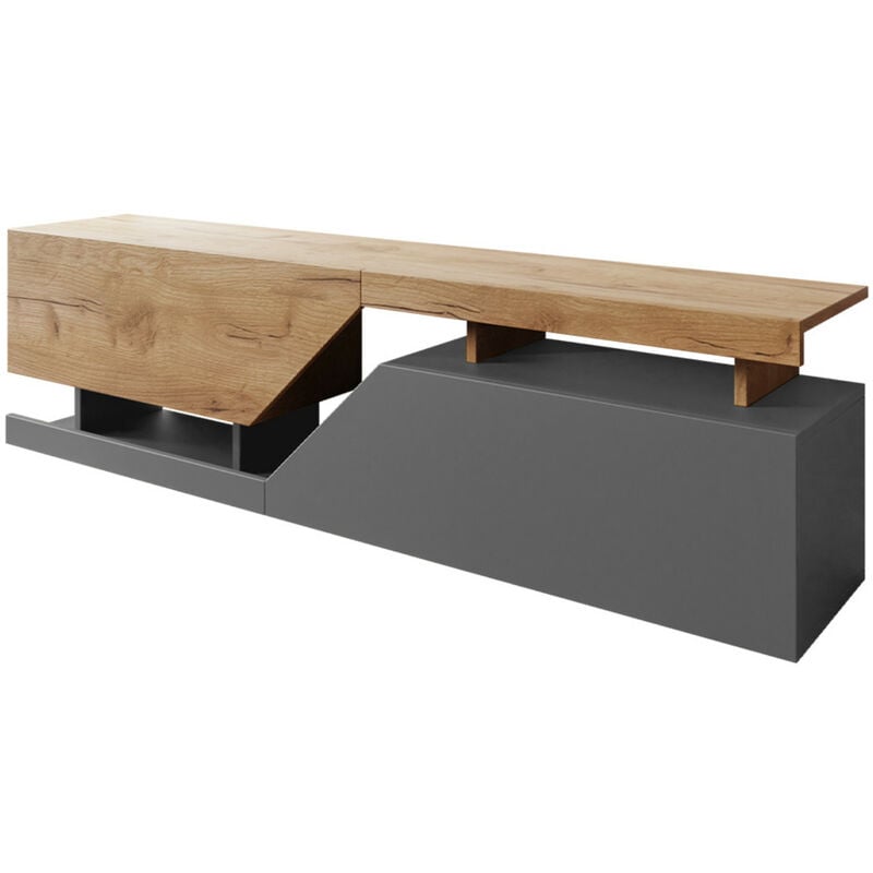 Bestmobilier - Pitt - meuble tv - 160 cm - style industriel - bois / gris