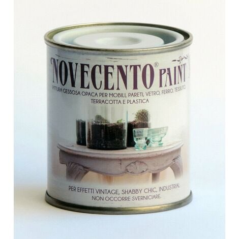 Pittura Gessosa Opaca Shabby Chic per Mobili Pareti Vetro Gesso Novecento Paint - Formato: 125 Ml - Colore: Tabacco