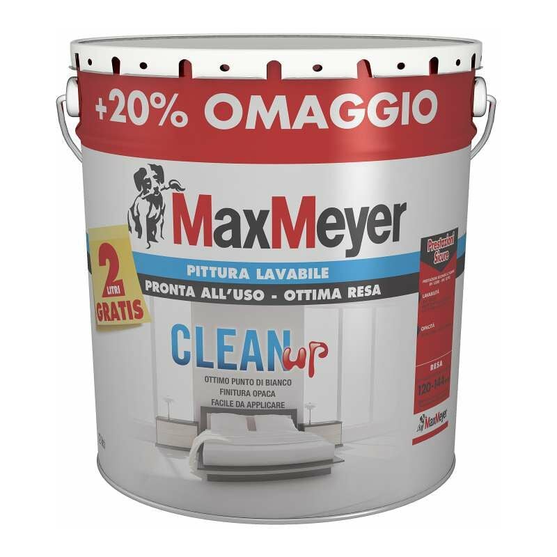 Maxmeyer - pittura lavabile pronta all'uso clean up 10lt + 2lt omaggio - max meyer