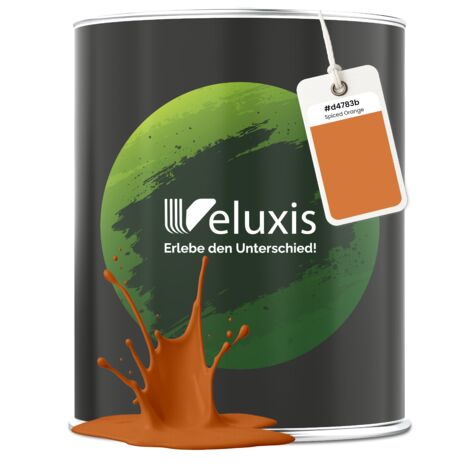 Pittura murale arancione rosso oro opaca per interni – Copertura classe 1, senza COV, senza primer, a goccia – Soggiorno e camera da letto – 1 L – Veluxis (Spiced Orange)