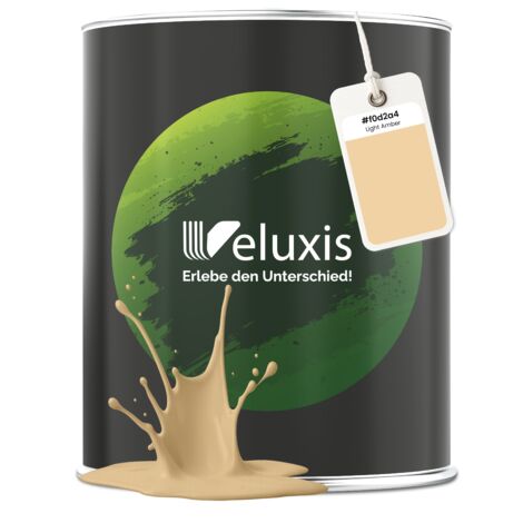Pittura murale Beige Crema Chiaro Opaca per interni – Copertura Classe 1, senza COV, senza primer, a bassa gocciolatura – Soggiorno e camera da letto – 1 L – Veluxis (Light Amber)