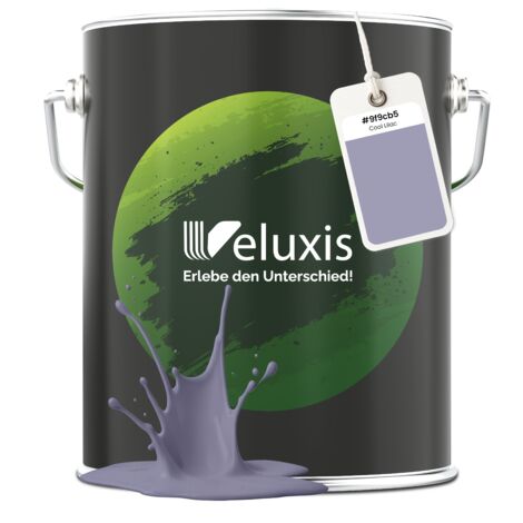 Pittura murale grigia, grigio chiaro, lilla, opaca, per interni – Copertura di classe 1, senza COV, senza primer, formula antigoccia – Soggiorno e camera da letto – 5 L – Veluxis (Cool Lilac)