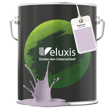 Pittura murale grigio chiaro opaca per interni – Copertura classe 1, senza COV, senza primer, a goccia – Soggiorno e camera da letto – 5 L – Veluxis (Soft Heather)