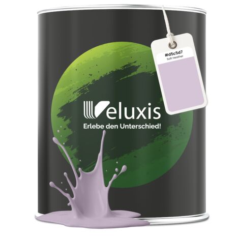 Pittura murale Grigio Grigio chiaro opaca per interni – Copertura classe 1, senza COV, senza primer, a goccia – Soggiorno e camera da letto – 1 L – Veluxis (Soft Heather)