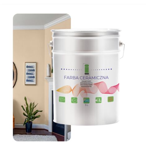 PITTURA MURALE IN CERAMICA BEIGE, LAVABILE, CREMA CHAMPAGNE, 5L, ANTIMACCHIA