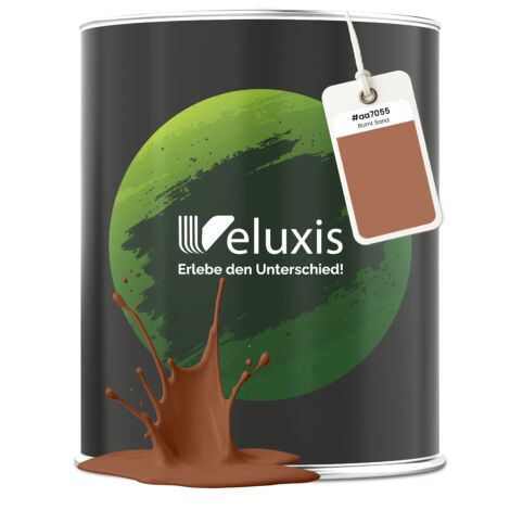 Pittura murale marrone-arancione opaca per interni – Copertura classe 1, senza COV, senza primer, a bassa gocciolatura – Soggiorno e camera da letto – 1 L – Veluxis (Burnt Sand)