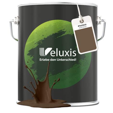 Pittura murale marrone beige opaca per interni – Copertura classe 1, senza COV, senza primer, a goccia – Soggiorno e camera da letto – 5 L – Veluxis (Earth Brown)