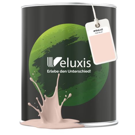 Pittura murale rosa beige crema opaca per interni – Copertura classe 1, senza COV, senza primer, a goccia – Soggiorno e camera da letto – 1 L – Veluxis (Pale Blush)