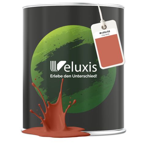 Pittura murale rosso marrone arancione opaca per interni – Copertura classe 1, senza COV, senza primer, a goccia – Soggiorno e camera da letto – 1 L – Veluxis (Clay Brick)