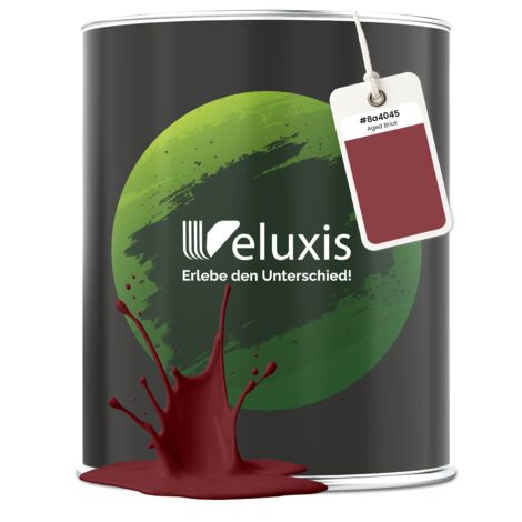 Pittura murale rosso-marrone opaca per interni – Copertura classe 1, senza COV, senza primer, a goccia – Soggiorno e camera da letto – 1 L – Veluxis (Aged Brick)
