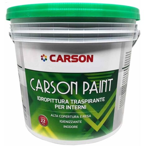 Pittura murale traspirante bianca Idropittura per interni Carson Paint 5 Litri