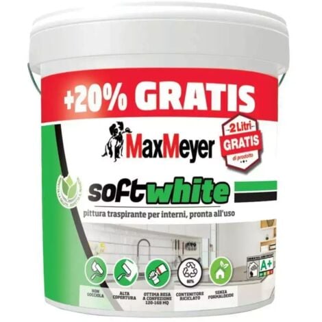 pittura murale traspirante max meyer "soft white " bianco 12 lt